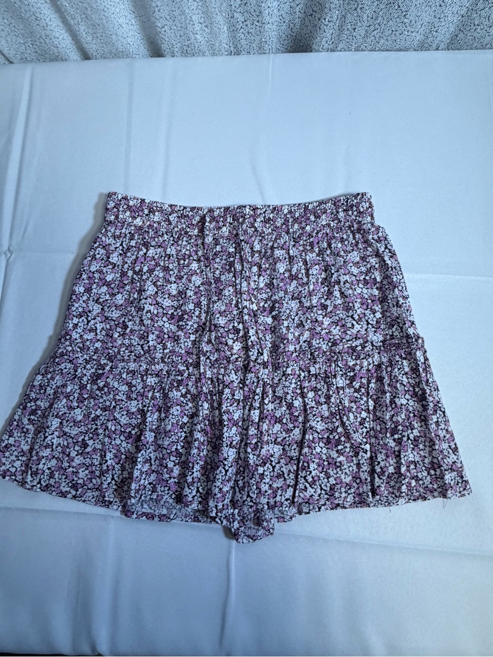 Zara Purple and White Floral Tiered Mini Skort